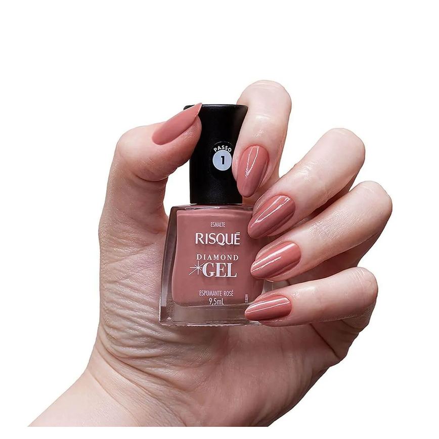 Esmalte Risqué Diamond Gel Espumante Rosé Hipoalergênico com 9,5ml