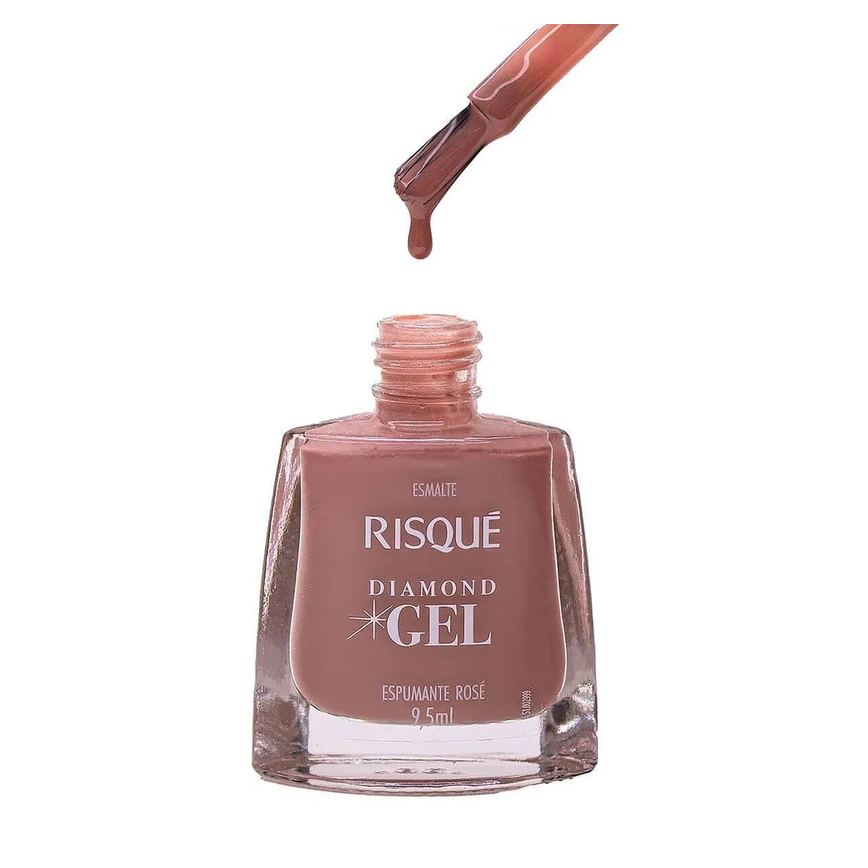 Esmalte Risqué Diamond Gel Espumante Rosé Hipoalergênico com 9,5ml