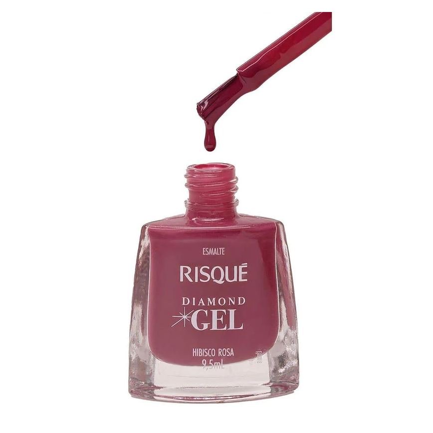 Esmalte Risqué Diamond Gel Hibisco Rosa Hipoalergênico com 9,5ml