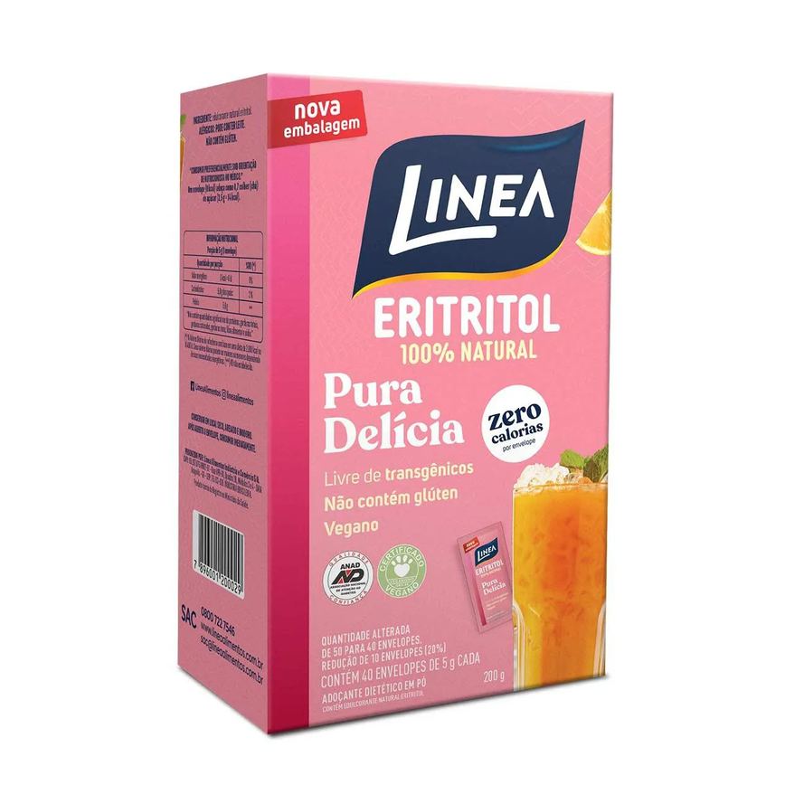 Adoçante em Pó Linea Eritritol 100% Natural com 40 envelopes de 5g