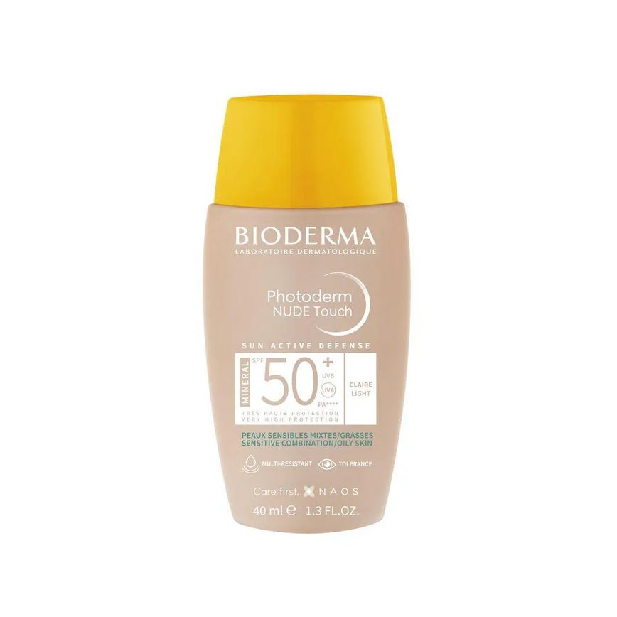 Protetor Solar Facial Bioderma Photoderm Nude Touch Mineral FPS 50+ Claro 40ml