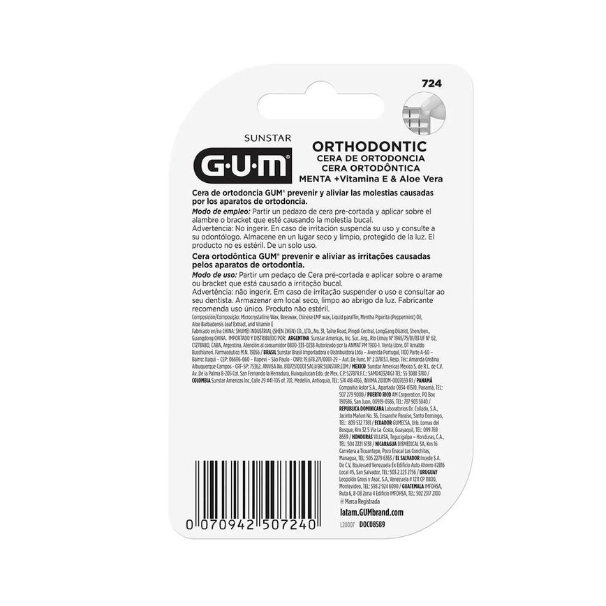 Cera Ortodôntica GUM Orthodontic Menta com 5 Barras