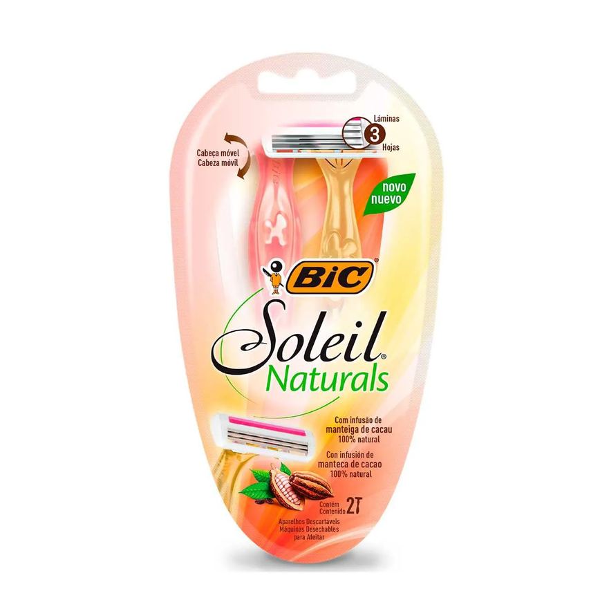 Depilador Descartável Bic Soleil Naturals Premium com 2 unidades