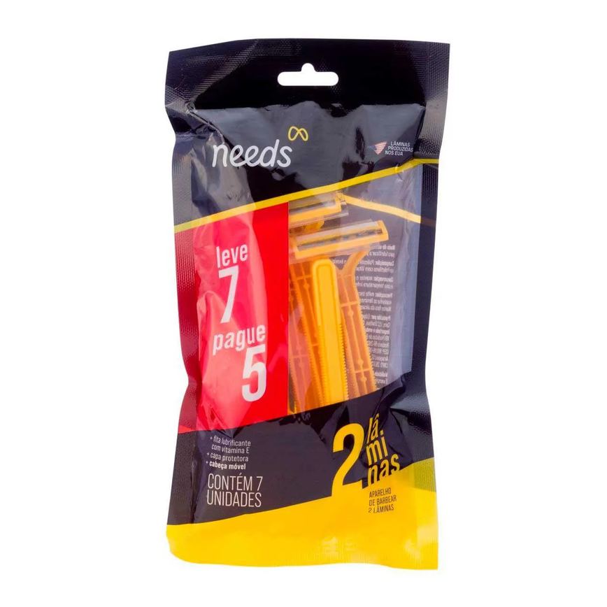 Aparelho de Barbear Descartável Needs 2 Lâminas 7 Unidades
