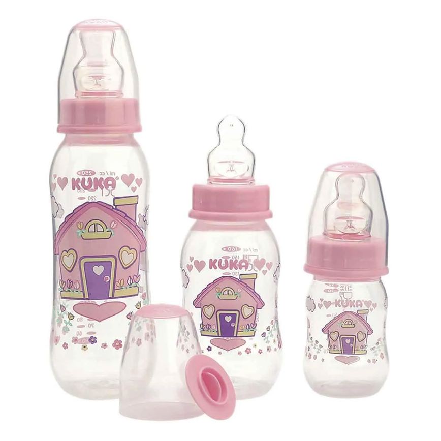Estojo de Mamadeira Kuka Natural Color Ortodôntico Rosa - 3 Unidades