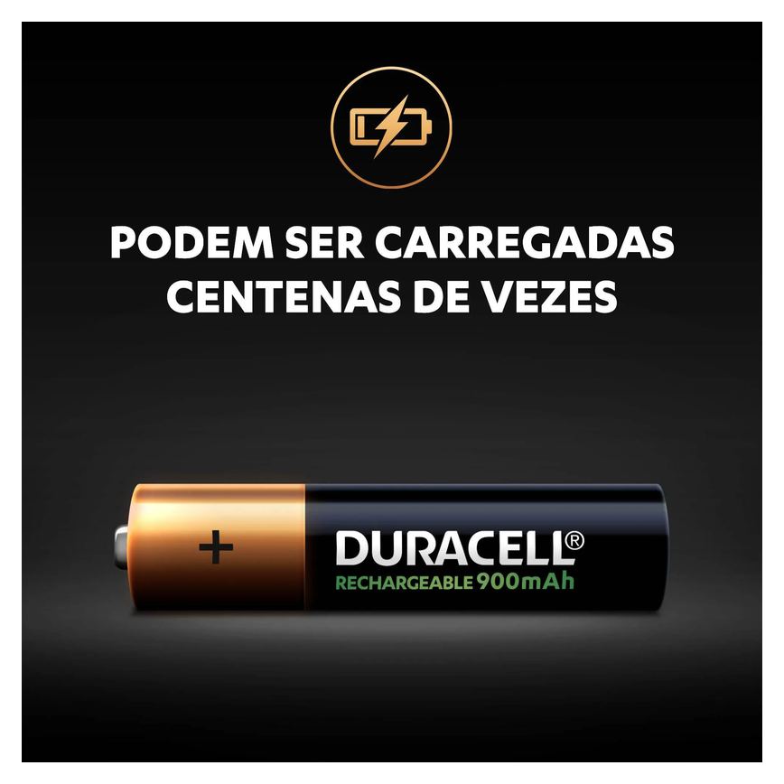 Pilha Alcalina Duracell Recarregável AAA com 4 unidades