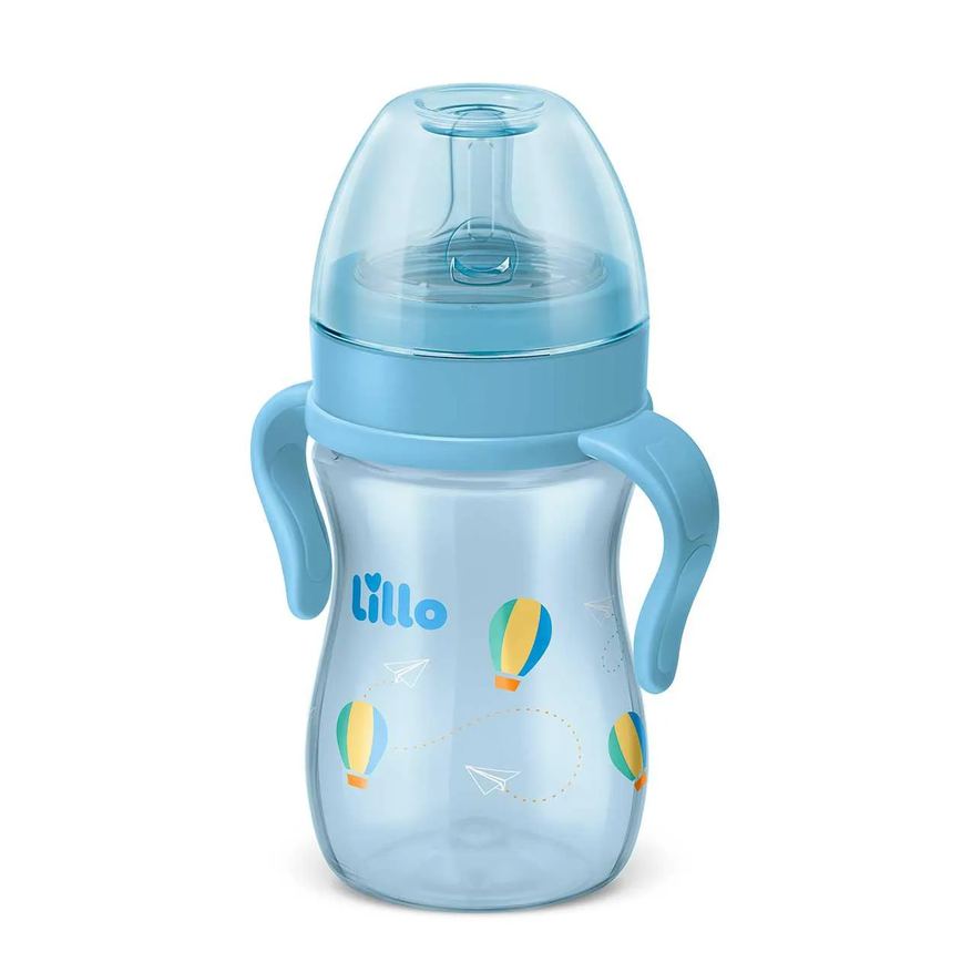 Mamadeira Lillo Super Evolution com Alça Azul de 240ml - 1 unidade