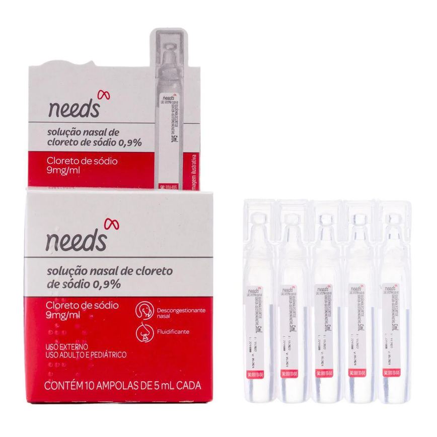 Soro Fisiológico Cloreto de Sódio 0,9% Needs 10 Ampolas de 5ml