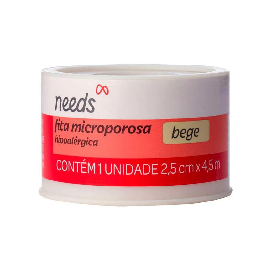 Fita Microporosa Needs Bege 2,5cm x 4,5m 1 unidade