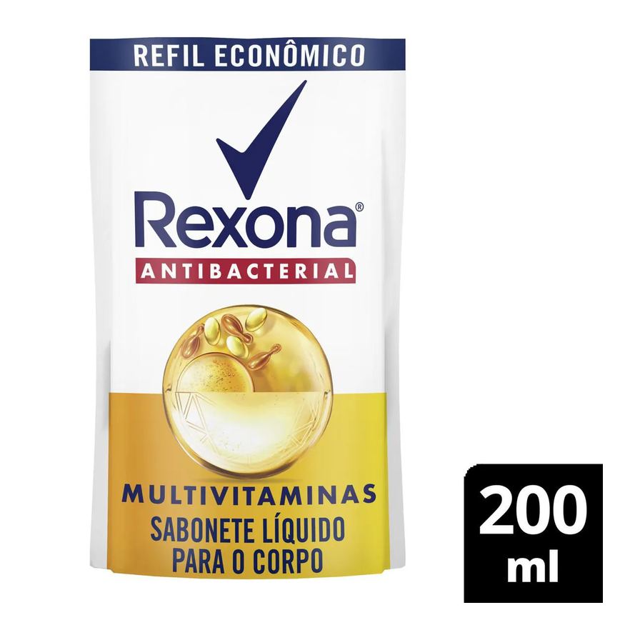 Refil Sabonete Líquido Rexona Antibacterial Multivitaminas Sachê 200ml