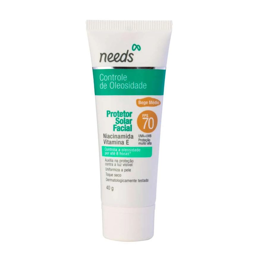 Protetor Solar Facial Needs Controle de Oleosidade Bege Médio FPS 70 40g