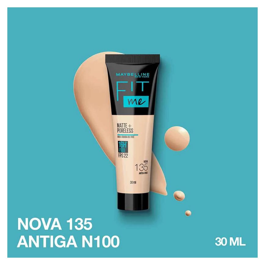 Base Líquida Maybelline NY Fit Me Matte FPS 22 30ml - 135