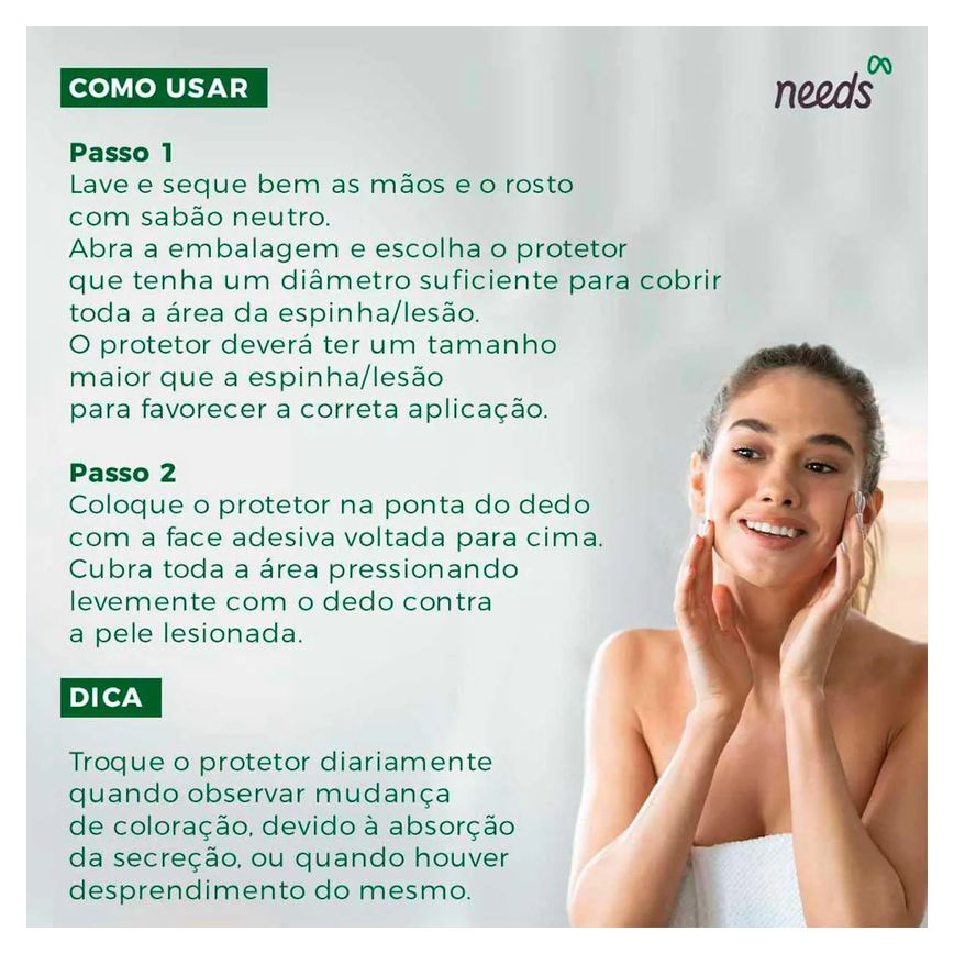 Curativo Hidrocoloide para Acne Needs Controle de Oleosidade 24 Unidades
