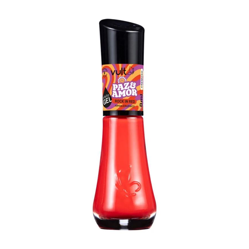 Esmalte Cremoso Vult Paz e Amor 5 Free 8ml - Rock in Red