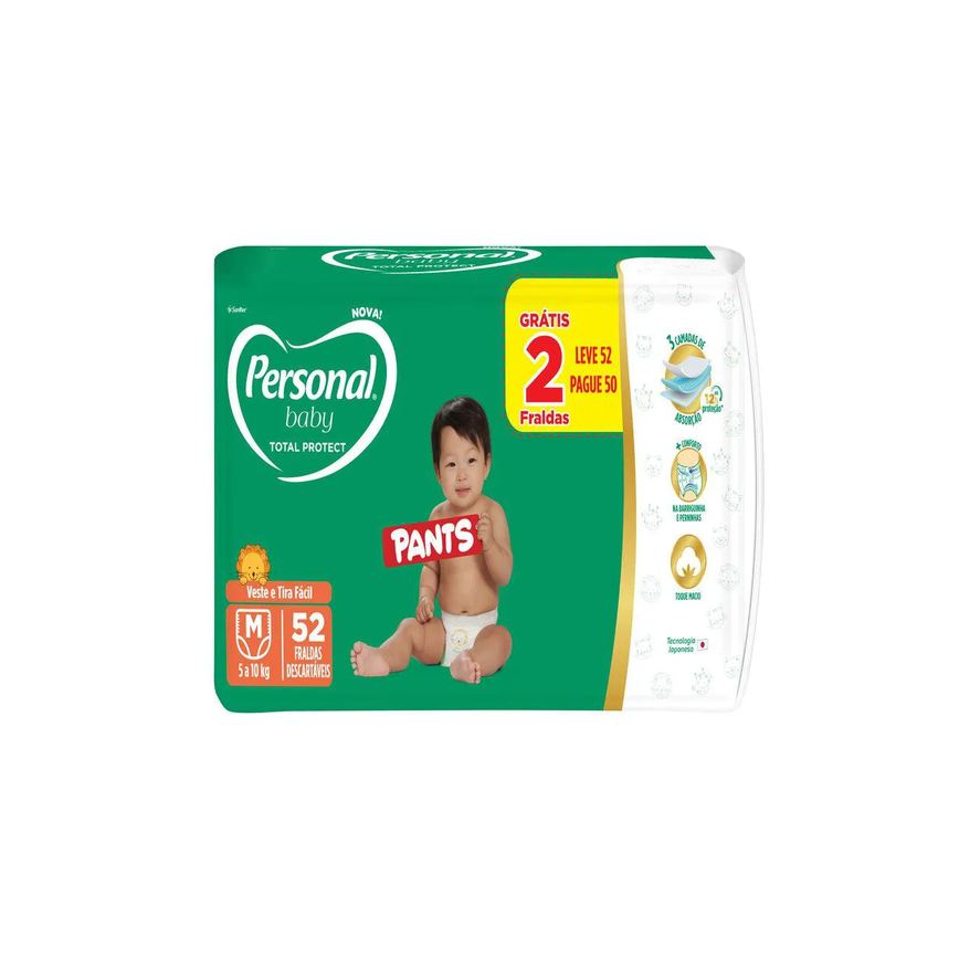 Fralda Calça Personal Baby Total Protect Pants M 52 unidades