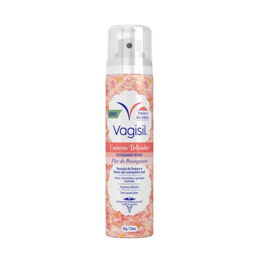 Desodorante Íntimo Vagisil Essências Delicadas Flor de Pessegueiro 75ml