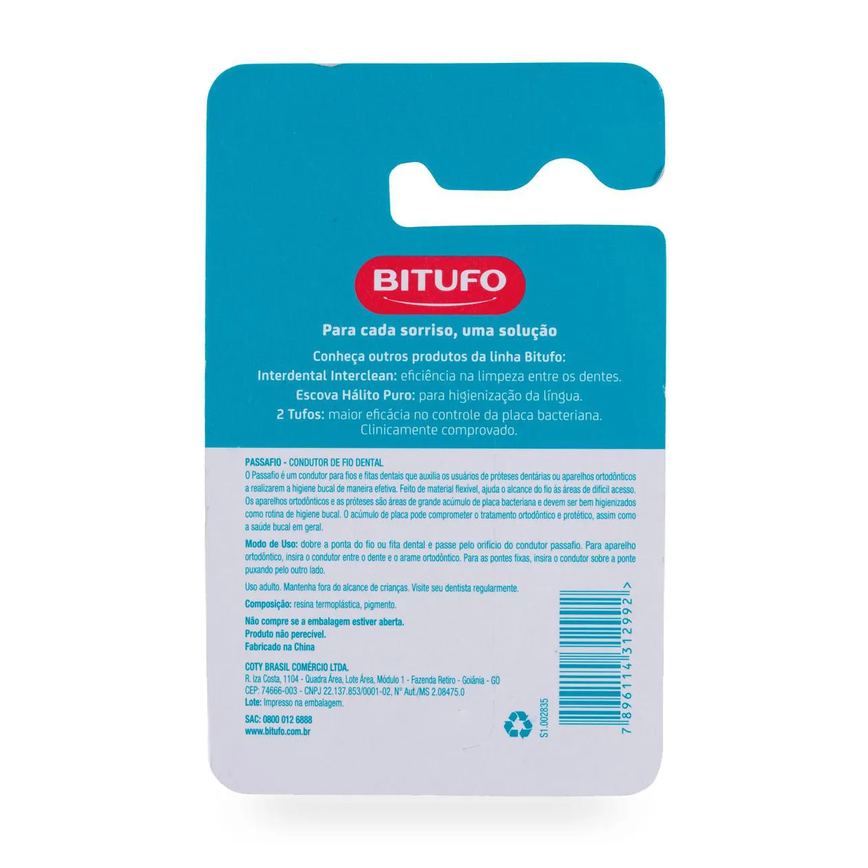 Passa Fio Bitufo Condutor de Fio Dental 30 unidades