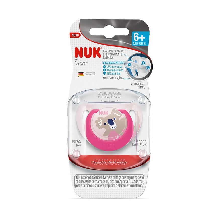 Chupeta NUK Star 6+ meses Silicone Girl - 1 Unidade