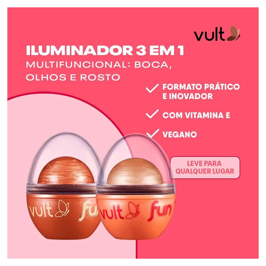 Iluminador Vult Fun 3 em 1 6,5g - Dourado Radiante