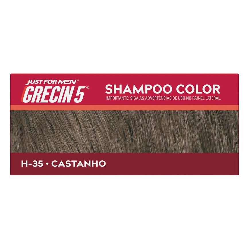 Shampoo Tonalizante Color Just For Men Grecin 5 - H-35 Castanho