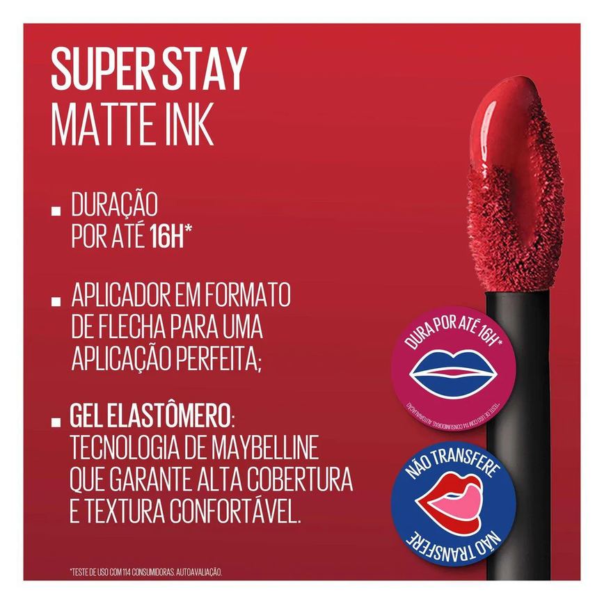 Batom Líquido Longa Duração Maybelline SuperStay Matte Ink 5ml - 15 Lover