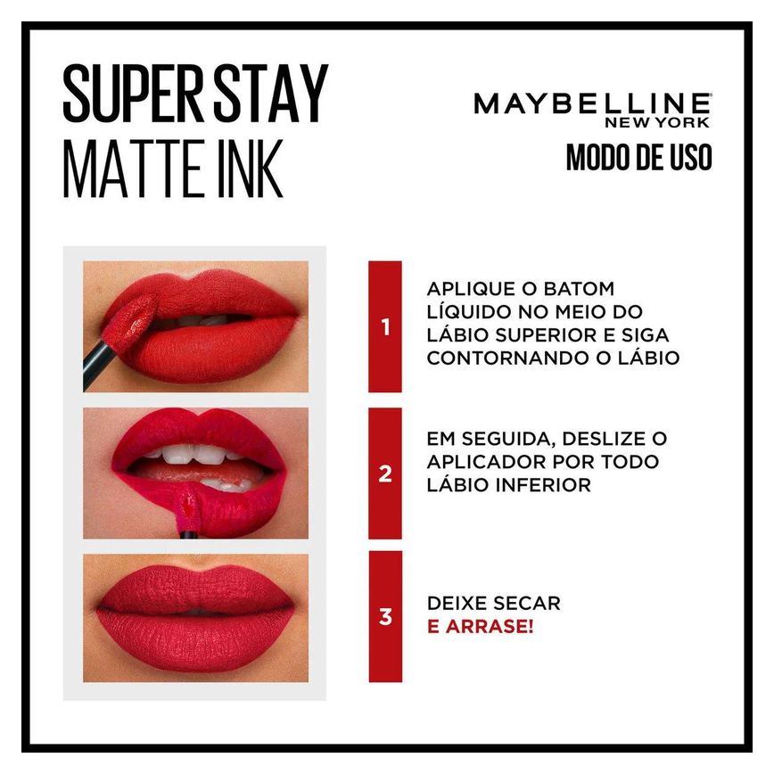 Batom Líquido Longa Duração Maybelline SuperStay Matte Ink 5ml - 15 Lover