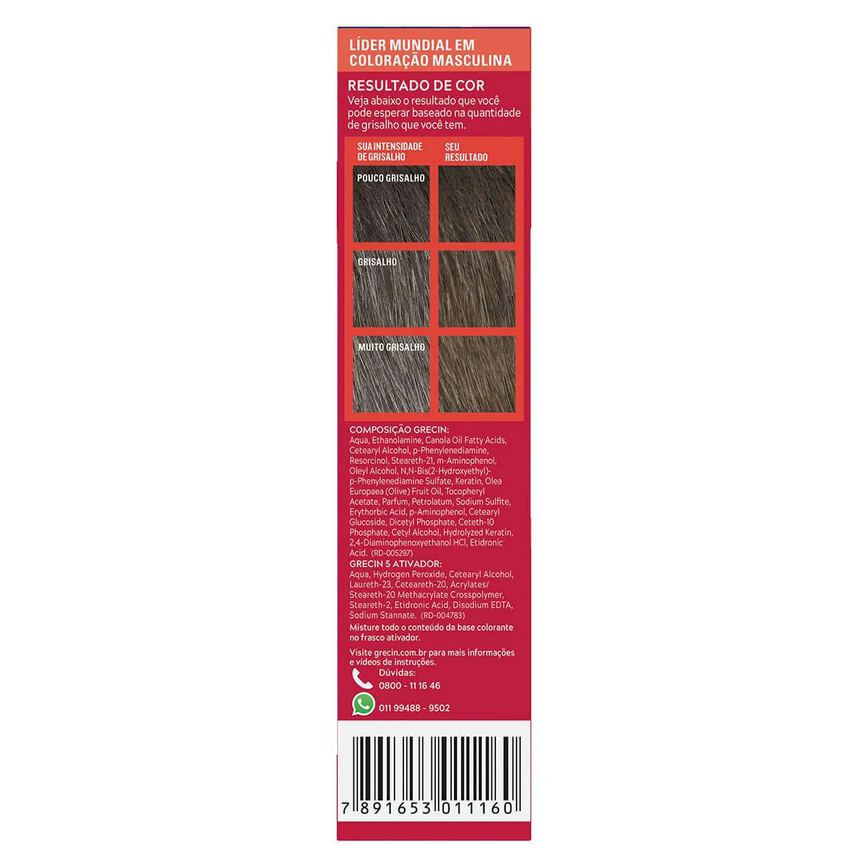 Shampoo Tonalizante Color Just For Men Grecin 5 - H-40 Castanho Médio Escuro