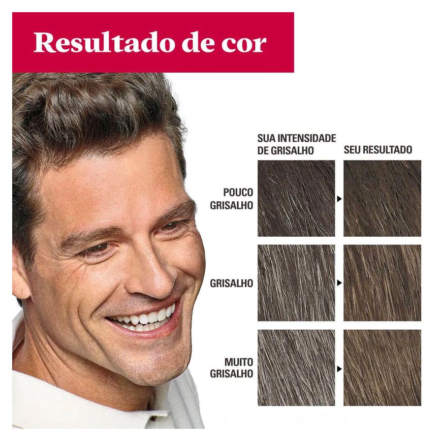 Shampoo Tonalizante Color Just For Men Grecin 5 - H-40 Castanho Médio Escuro