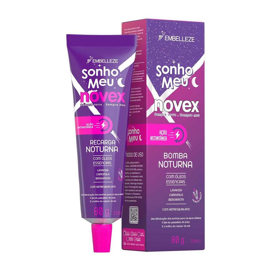 Máscara de Cabelo Hidratante Novex Sonho Meu Recarga Noturna com Óleos Essenciais 80g
