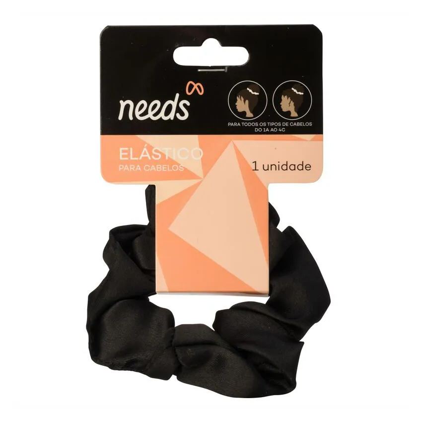 Elástico de Cabelo Needs Scrunchie Cetim Preto 1 Unidade