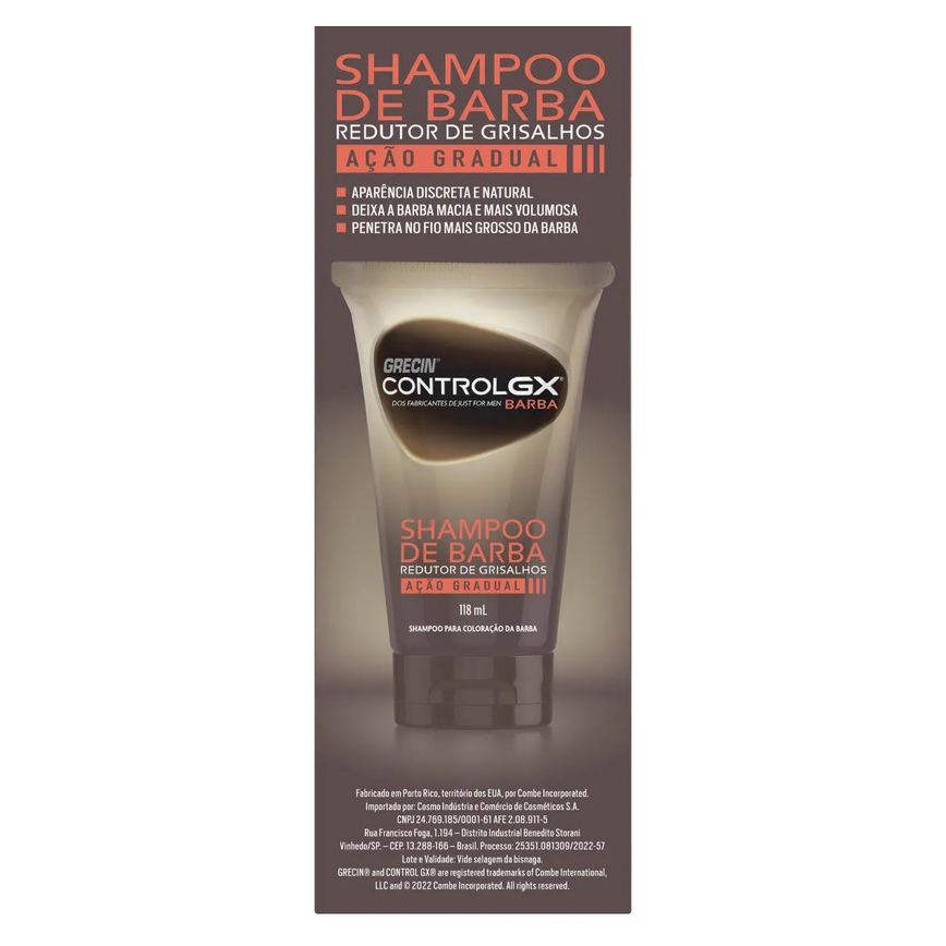Shampoo de Barba Grecin Control GX 118ml - Redutor de Grisalhos