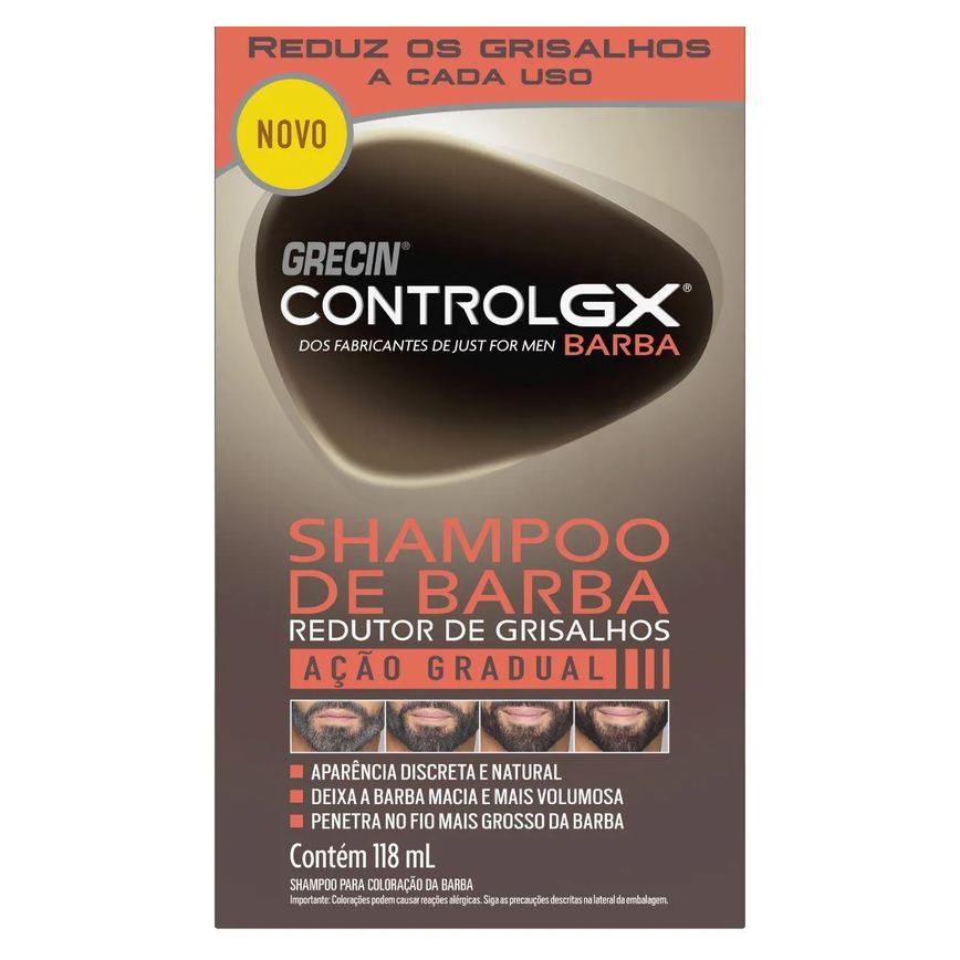 Shampoo de Barba Grecin Control GX 118ml - Redutor de Grisalhos