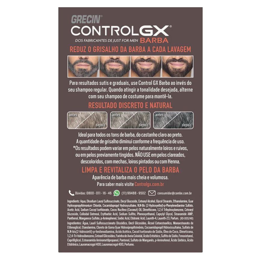 Shampoo de Barba Grecin Control GX 118ml - Redutor de Grisalhos