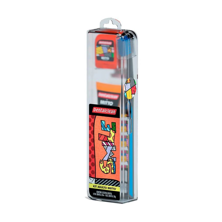Kit Dentalclean Romero Brito Gel Dental 50g + Fio Dental 25m + Escova de Dente