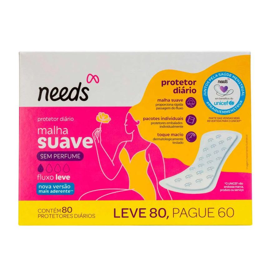 Protetor Diário Needs Malha Suave 80 Unidades