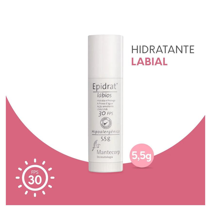 Hidratante Labial Epidrat Lábios Mantecorp FPS 30 com 5,5g
