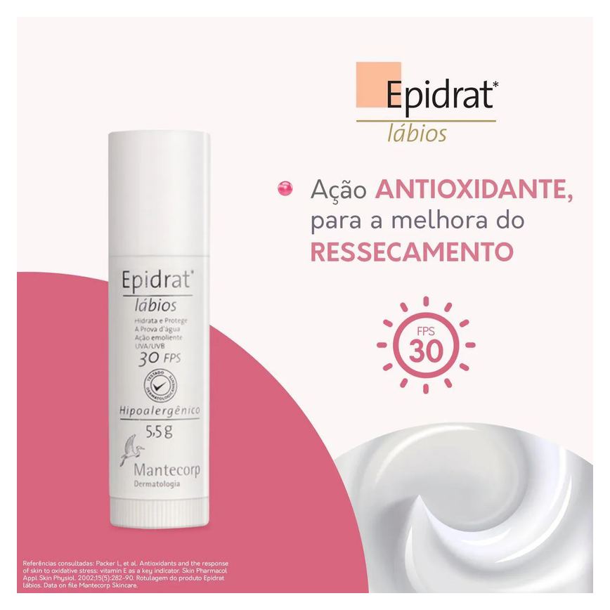 Hidratante Labial Epidrat Lábios Mantecorp FPS 30 com 5,5g