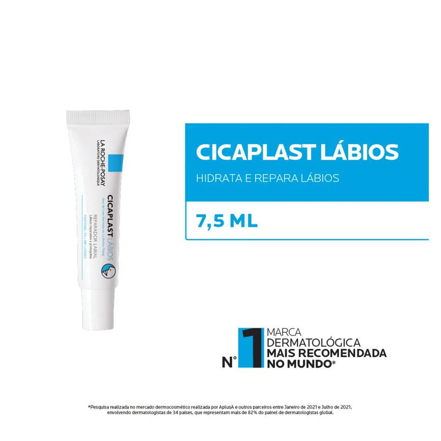 Reparador Labial Cicaplast Lábios La Roche-Posay 7,5ml Reparação e Proteção para Lábios Ressecados