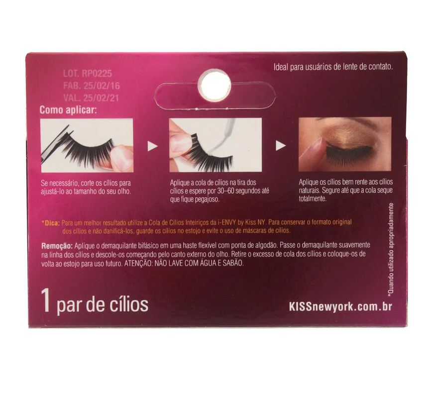 Cílios Postiços Kiss NY I-Envy Au Naturale 02 com 1 par