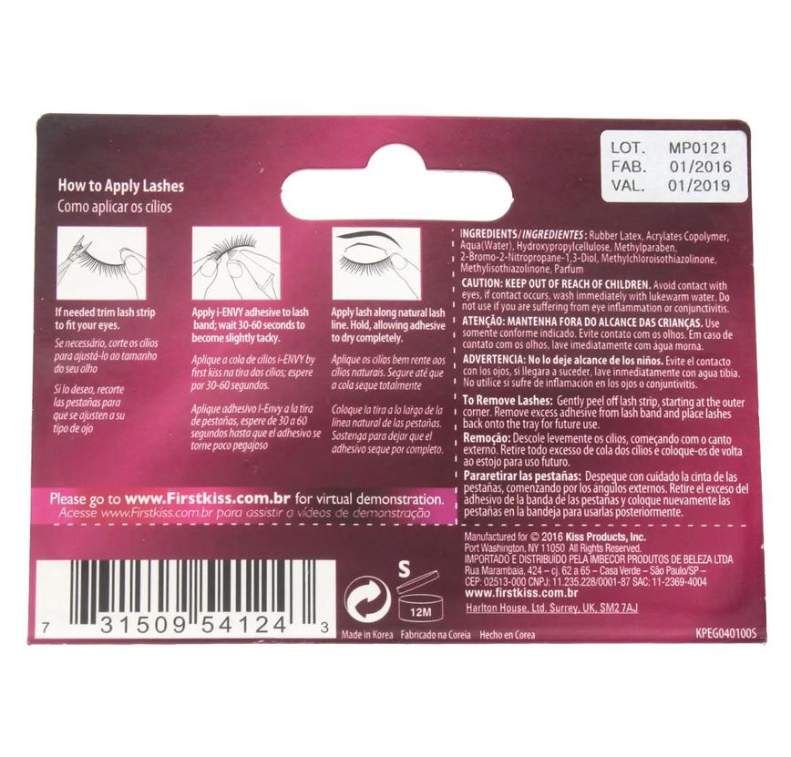 Cola para Cílios Postiços I-ENVY by Kiss NY 16h Incolor com 1 unidade