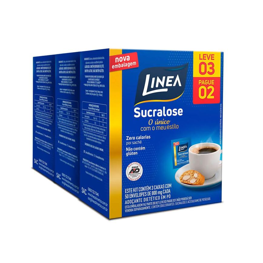 Kit Adoçante em Pó Linea Sucralose 150 sachês 5g cada