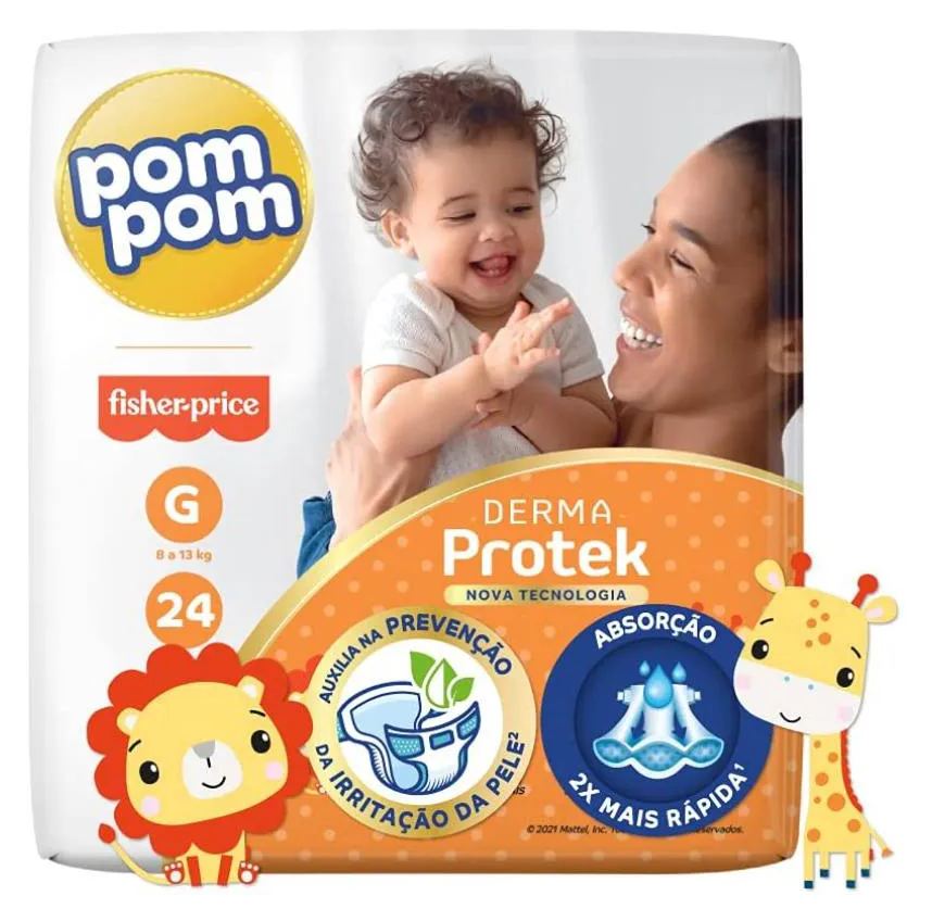 Fralda Pom Pom Derma Protek G 24 unidades