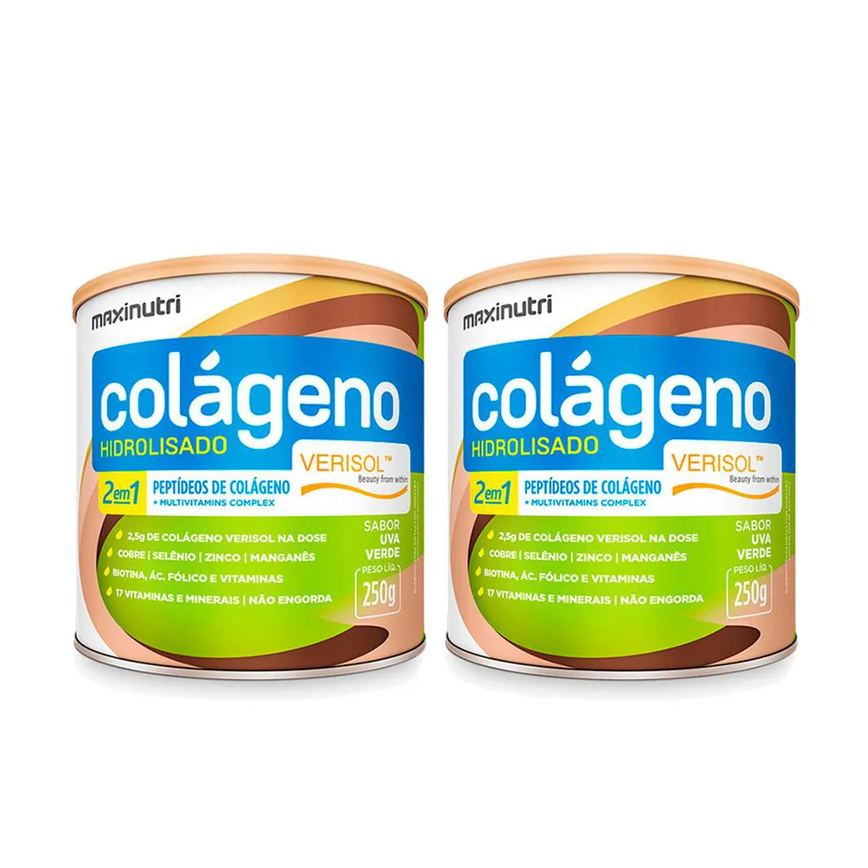 Kit 02 Colágeno Verisol Lata 250g Uva Verde Maxinutri