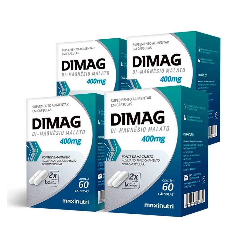 Kit 04 unidades dimag dimalato de magnesio 60 caps maxinutri
