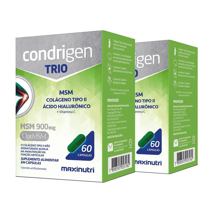 Kit 2 Condrigen Trio Msm Colágeno Tipo 2 Ha e Vit.c 60 Cápsulas