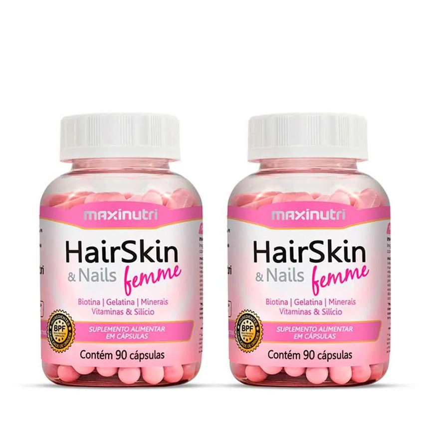 Kit 02 hairskin femme com 90 capsulas maxinutri