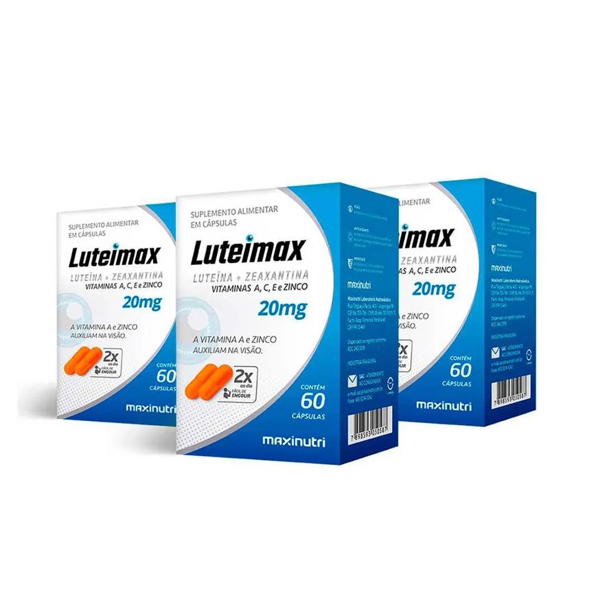 Kit 03 Luteimax Luteína e Zeaxantina 20mg 60 Cápsulas Maxinutri