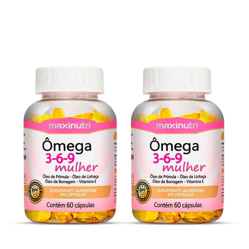 Kit 02 ômega 3-6-9 mulher 60 capsulas maxinutri