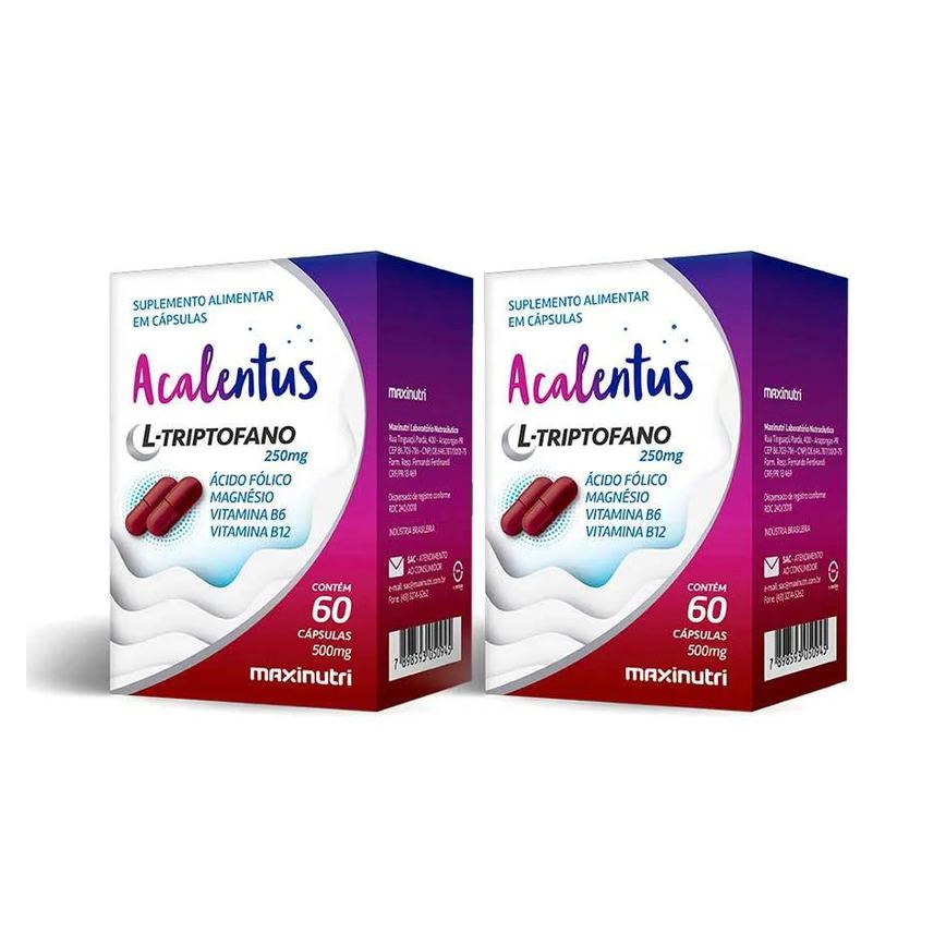 Kit 02 Acalentus L Triptofano 250mg 60 Cápsulas Maxinutri