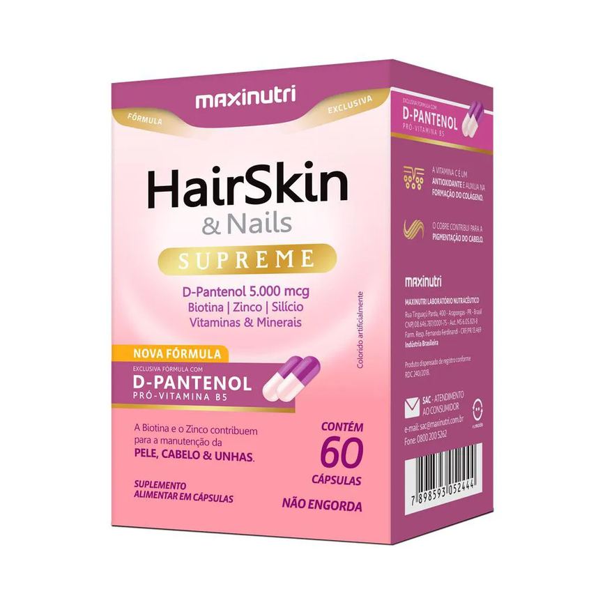 Hairskin Supreme D-pantenol + Biotina 60 Cápsulas Maxinutri